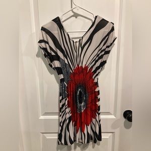 Red flower dress or bathing suit coverup